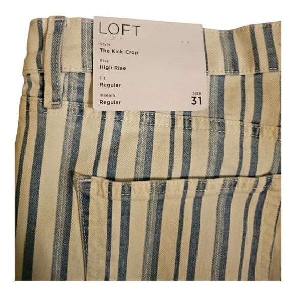 NWT LOFT Kick Crop Striped Jeans - Size 12 - Picture 4 of 10